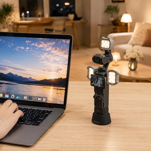 Magnetic LED Video Light for DJI OSMO Pocket 4 Accessories, Auxiliary Rechargeable Fill Lighting for DJI Osmo Pocket 4 Auto-Follow Gimbal Selfie Vlog Camera, 3-Color Temp Brightness Adjustable, USB-C in Saudi Arabia