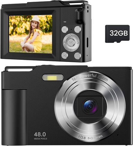 Digital Camera for Kids: Pink Camera for Teens - Christmas Birthday Gifts for Girls 8-10 - 16X Zoom Shoot Cam for Ages 8-13 - Compact Camera for 6 7 8 9 10 Years Old- Toys for Kid Children Toddler in Saudi Arabia