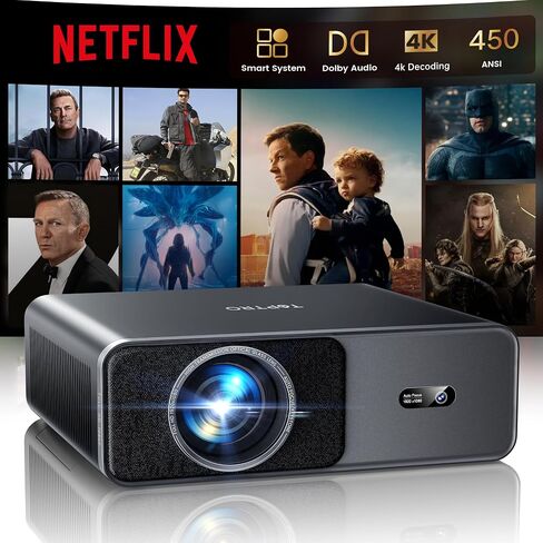 Smart Projector【Compatible with Netflix】4K Projector with WiFi 6 and 2-Way Bluetooth, AI Auto Focus & Keystone, 20W Dolby Audio,Built-in Apps,TOPTRO A1 Portable Proyector for Outdoor / Home Movie in Kuwait