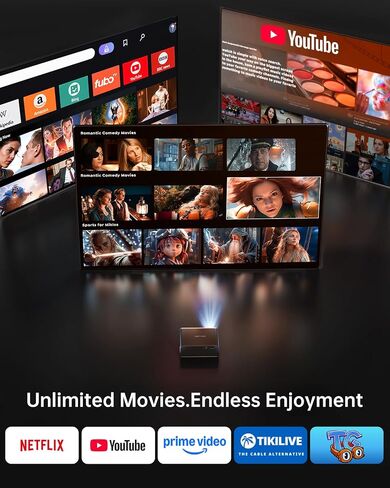 Smart Projector【Compatible with Netflix】4K Projector with WiFi 6 and 2-Way Bluetooth, AI Auto Focus & Keystone, 20W Dolby Audio,Built-in Apps,TOPTRO A1 Portable Proyector for Outdoor / Home Movie in Kuwait