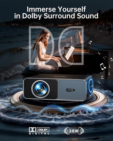Smart Projector【Compatible with Netflix】4K Projector with WiFi 6 and 2-Way Bluetooth, AI Auto Focus & Keystone, 20W Dolby Audio,Built-in Apps,TOPTRO A1 Portable Proyector for Outdoor / Home Movie in Kuwait