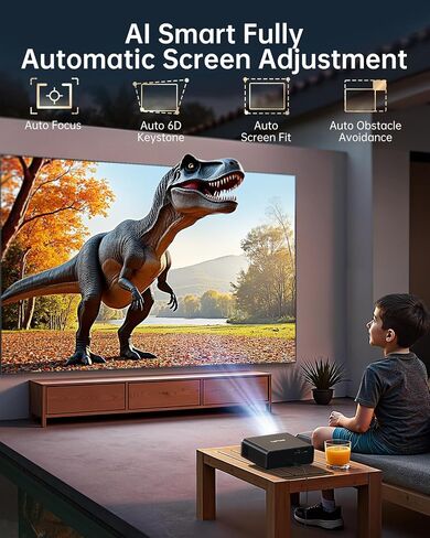 Smart Projector【Compatible with Netflix】4K Projector with WiFi 6 and 2-Way Bluetooth, AI Auto Focus & Keystone, 20W Dolby Audio,Built-in Apps,TOPTRO A1 Portable Proyector for Outdoor / Home Movie in Kuwait