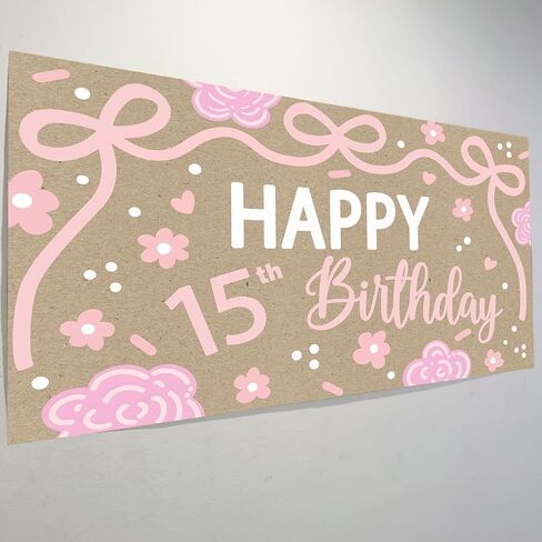15th Happy Birthday Backdrop for 15th Birthday Decorations | 15th Banner for Birthday Decorations for Girls in Kuwait
