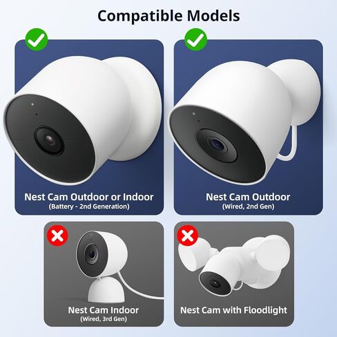 Magnetic Wall Mount Compatible with Google Nest Cam Outdoor (Wired, 2nd Gen) and Outdoor or Indoor, Battery, 4 Installation Methods, Nest Camera Replacement Angled Mount, Nest Cam Desk Stand in Saudi Arabia