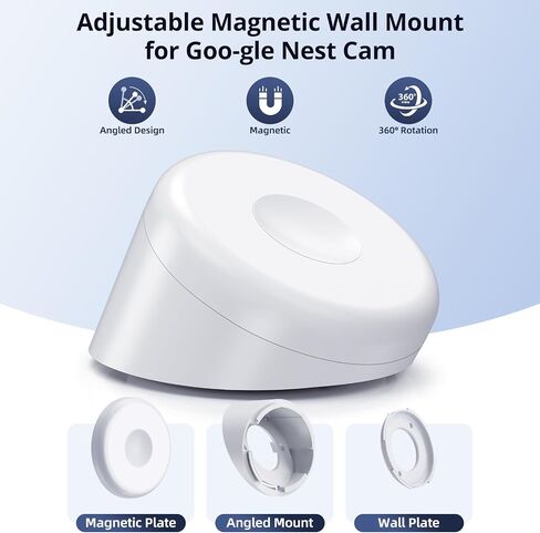 Magnetic Wall Mount Compatible with Google Nest Cam Outdoor (Wired, 2nd Gen) and Outdoor or Indoor, Battery, 4 Installation Methods, Nest Camera Replacement Angled Mount, Nest Cam Desk Stand in Saudi Arabia
