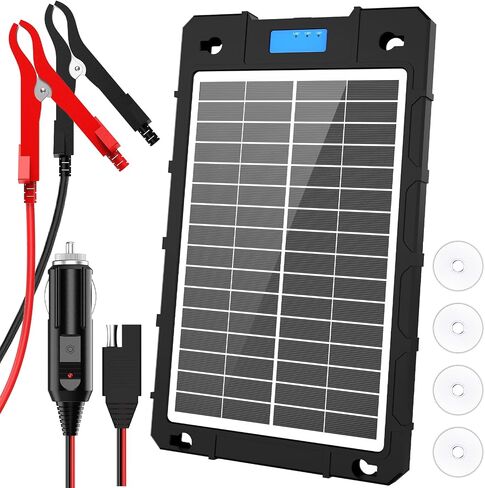 12V Solar Car Battery Charger 12W Waterproof Portable Solar Trickle Charger Maintainer with Smart PWM Controller for Car, Automotive, Motorcycle, Boat, Marine, RV,Trailer, Snowmobile, etc. | Portable Waterproof Solar Trickle Charger with Smart PWM Control in Kuwait