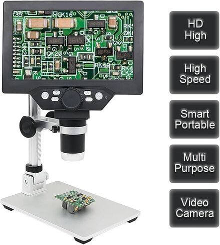 USB Microscope, Microscope 1200X Digital Portable 7 Inch LCD Video 12MP Soldering Electronic PCB Inspection Continuous Zoom for Children Students Adults Beginner Learning and Experiment in Saudi Arabia