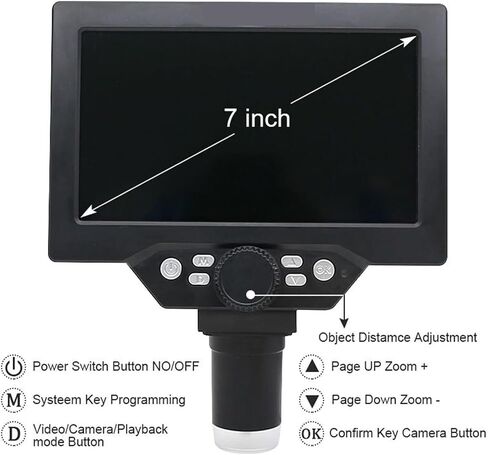 USB Microscope, Microscope 1200X Digital Portable 7 Inch LCD Video 12MP Soldering Electronic PCB Inspection Continuous Zoom for Children Students Adults Beginner Learning and Experiment in Saudi Arabia