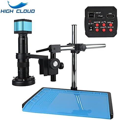 18MP HDMI USB Industrial Digital Video Microscope Camera 120X 180X 300X+ 144 LED Lights Lamp for Jewelry Phone Repair Tool Kit (Color : Standard Bracket Magnification : 300X) in Kuwait