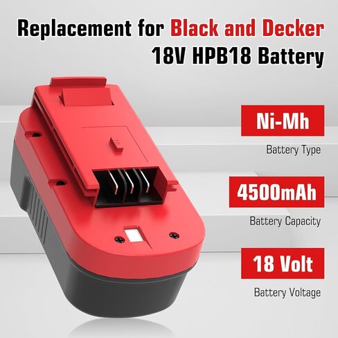 4.5Ah Ni-Mh HPB18 Replacement for Black and Decker 18V Battery, 2Pack(Red) | Compatible with Black and Decker 18V FS18FL FSB18 A1718 FEB180S A18NH FS18FL FS180BX FS18BX Firestorm Power Tools in Saudi Arabia