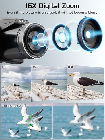 64MP 8K Cameras for Photography with 2.8" Flip Screen & Hot Shoe, 16X Zoom, WiFi, Autofocus – Vlogging Camera for YouTube, Includes 64GB Card & 2 Batteries (Black) in Kuwait