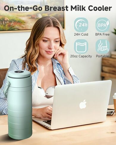 Portable Breast Milk Cooler with Temp Display, 20oz Breast Milk Cooler Travel Bag, 360° All-Round Breastfeeding Essentials Keeps Milk Fresh for 24 Hours, for Mom and Dad in Kuwait