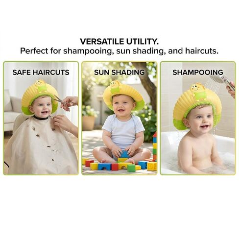 Silicone Adjustable Kids Shower Cap, Tear-Free Shampoo Protection Hat for Baby Toddler Children, Safe Waterproof Bathing Hair Wash Cap 0-9 Years (yellpw) in Kuwait