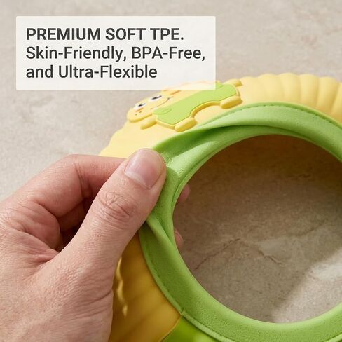 Silicone Adjustable Kids Shower Cap, Tear-Free Shampoo Protection Hat for Baby Toddler Children, Safe Waterproof Bathing Hair Wash Cap 0-9 Years (yellpw) in Kuwait