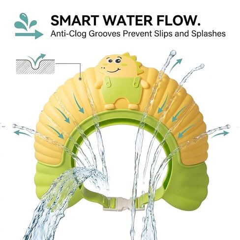 Silicone Adjustable Kids Shower Cap, Tear-Free Shampoo Protection Hat for Baby Toddler Children, Safe Waterproof Bathing Hair Wash Cap 0-9 Years (yellpw) in Kuwait