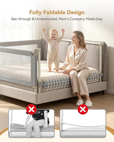 3-Piece Twin Size Bed Rail for Toddlers, Baby Bed Rail Guard with Height Adjustable, Headboard Rod, Bed Safety Rails for Twin Size Bed —(39" x 74.8" x 74.8") in Kuwait