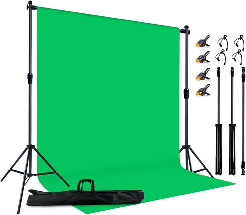 2-in-1 Green Backdrop Stand Kit - 8.5x12 ft Green Backdrop with 10x8.5ft Portable Photography Stand for Video Streaming,Zoom Meetings,Parties,Anti-Wrinkle Polyester Fabric in Saudi Arabia