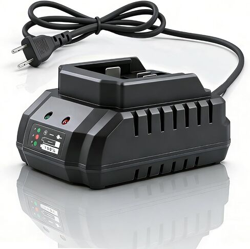 21V Single Port Rapid Battery Charger, Compatible with 21V Lithium-Ion Battery, Single Port Quick Charger Base with LED Light, Battery Not Included in Saudi Arabia