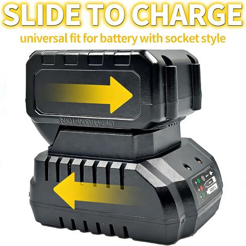 21V Single Port Rapid Battery Charger, Compatible with 21V Lithium-Ion Battery, Single Port Quick Charger Base with LED Light, Battery Not Included in Saudi Arabia