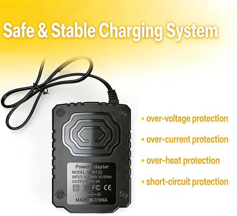 21V Single Port Rapid Battery Charger, Compatible with 21V Lithium-Ion Battery, Single Port Quick Charger Base with LED Light, Battery Not Included in Saudi Arabia