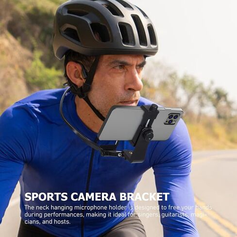 Neck Phone Holder and Chest Camera Mount for Smartphones, Adjustable Hands-Free Flexible Neck Stand for POV Vlog Filming, Outdoor Cycling, Live Streaming, Compatible with iPhone in Saudi Arabia
