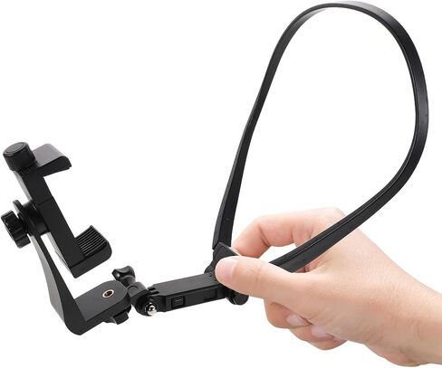 Neck Phone Holder and Chest Camera Mount for Smartphones, Adjustable Hands-Free Flexible Neck Stand for POV Vlog Filming, Outdoor Cycling, Live Streaming, Compatible with iPhone in Saudi Arabia