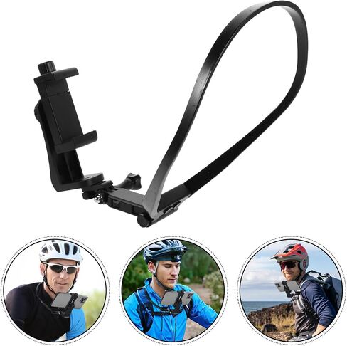 Neck Phone Holder and Chest Camera Mount for Smartphones, Adjustable Hands-Free Flexible Neck Stand for POV Vlog Filming, Outdoor Cycling, Live Streaming, Compatible with iPhone in Saudi Arabia