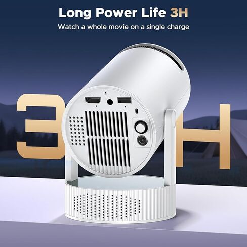 Mini Projector with WiFi and Bluetooth, Portable Projector with Built-in Battery, 4K Supported Android 11.0 Smart Outdoor Projector for Camping, Bedroom, Compatible with iPhone/TV Stick/HDMI/Laptop in Saudi Arabia