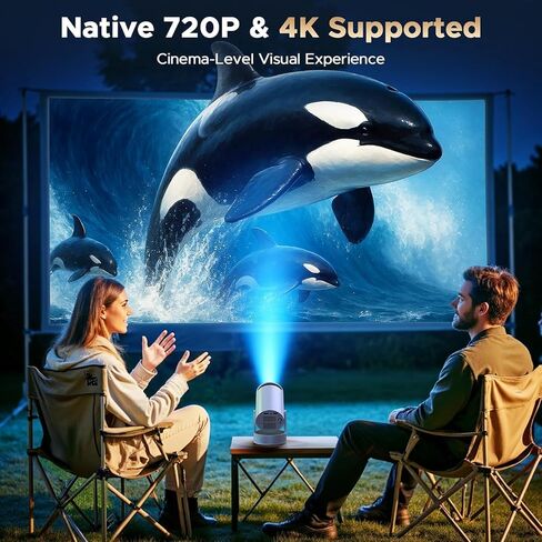 Mini Projector with WiFi and Bluetooth, Portable Projector with Built-in Battery, 4K Supported Android 11.0 Smart Outdoor Projector for Camping, Bedroom, Compatible with iPhone/TV Stick/HDMI/Laptop in Saudi Arabia