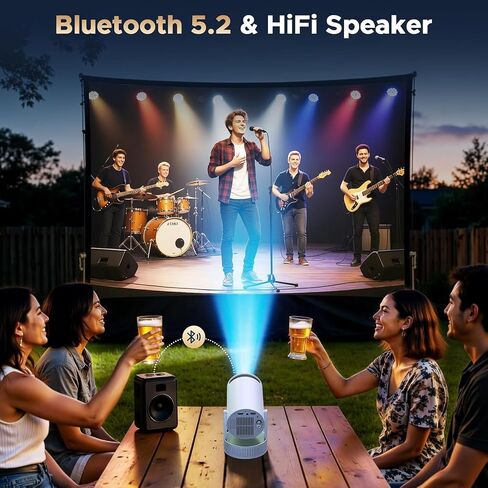 Mini Projector with WiFi and Bluetooth, Portable Projector with Built-in Battery, 4K Supported Android 11.0 Smart Outdoor Projector for Camping, Bedroom, Compatible with iPhone/TV Stick/HDMI/Laptop in Saudi Arabia