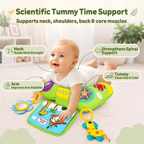 USATDD Tummy Time Pillow with Game Controller Shape Montessori Sensory Toy, Baby Tummy Time Toys with Crinkle Cloth Book, Rattle, Baby Safe Mirror, Gamer for Babies 0-6 Months in Saudi Arabia