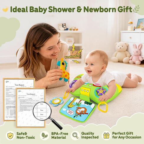 USATDD Tummy Time Pillow with Game Controller Shape Montessori Sensory Toy, Baby Tummy Time Toys with Crinkle Cloth Book, Rattle, Baby Safe Mirror, Gamer for Babies 0-6 Months in Saudi Arabia