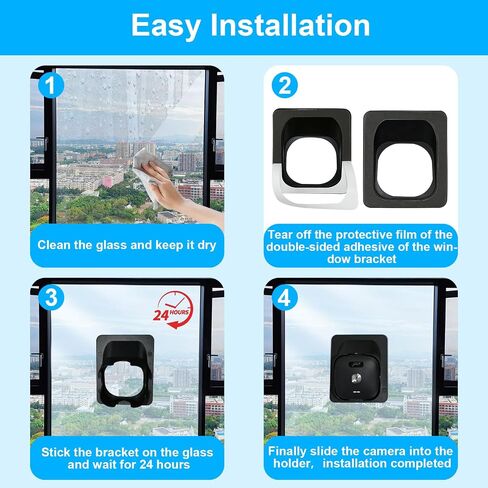 No-Drill Window Mount Compatible with Blink Outdoor 4/2K+ Camera | Self-Adhesive Glass Holder with 20-Degree Adjustable Tilt, Anti-Theft Security Camera Bracket Fits Windows & Doors, Black in Saudi Arabia