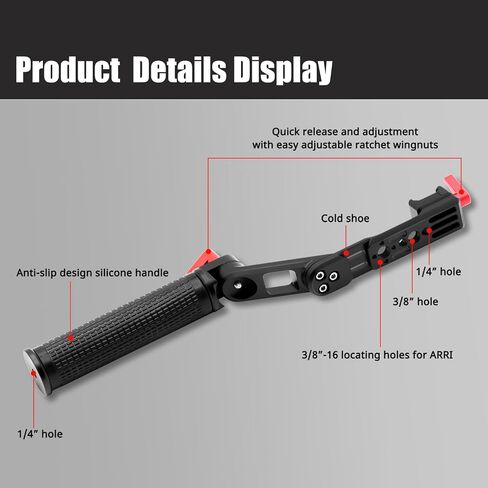 RS4 Handle RS3 Handgrip Adjustable Sling Handheld Extension Aluminum Alloy Grip Mount with NATO Clamp Compatible for DJI RS4/ RS4 PRO/Ronin RS3 Mini/RS3/RS3 Pro/RS 2/RSC2 Gimbal Stabilizer in Saudi Arabia