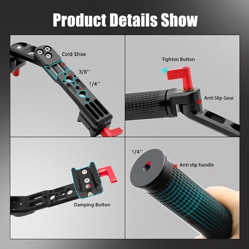 RS4 Handle RS3 Handgrip Adjustable Sling Handheld Extension Aluminum Alloy Grip Mount with NATO Clamp Compatible for DJI RS4/ RS4 PRO/Ronin RS3 Mini/RS3/RS3 Pro/RS 2/RSC2 Gimbal Stabilizer in Saudi Arabia
