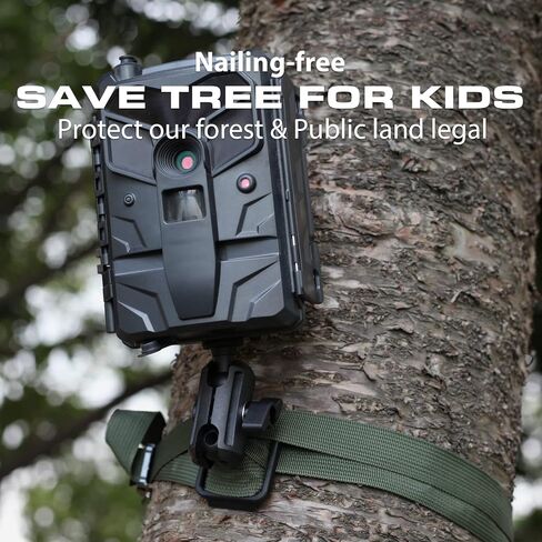 TreeDude4 Trail Camera Mounting Bracket, Alloy & Built-to-Last Hunting Gear Accessory for Outdoor, Trail Cam Mount w/ 360° Adjustable Quick Set-up (1 Set w/Green Strap) in Saudi Arabia