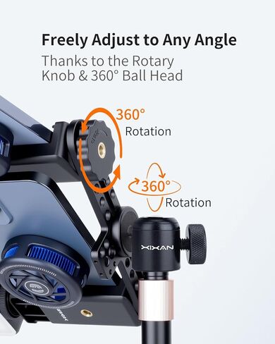 Metal Dual Phone Holder with Independently Adjustable Clamps, Cell Phone Tripod Mount Adapter with 360° Ball Head for Vlog/Live Streaming/Video Recording, Compatible with iPhone Samsung and More in Saudi Arabia