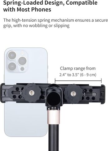 Metal Dual Phone Holder with Independently Adjustable Clamps, Cell Phone Tripod Mount Adapter with 360° Ball Head for Vlog/Live Streaming/Video Recording, Compatible with iPhone Samsung and More in Saudi Arabia