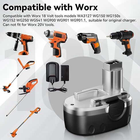 VANON 2Pack 4.8Ah Replacement for Worx 18V Battery WA3127 Ni-MH Battery | Compatible with WA3152 WG150 WG152 WG250 WG541 WG900 WG901 Cordless Power Tools in Saudi Arabia