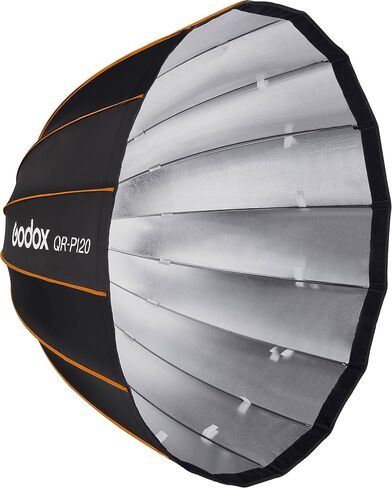 Godox Quick Release Parabolic Softbox 47.1", Bowens Mount, Silver Interior, Removable Diffusers, Directional Soft Light Modifier for Portrait, Fashion & Studio Photography (QRP120) in Saudi Arabia