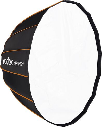 Godox Quick Release Parabolic Softbox 47.1", Bowens Mount, Silver Interior, Removable Diffusers, Directional Soft Light Modifier for Portrait, Fashion & Studio Photography (QRP120) in Saudi Arabia