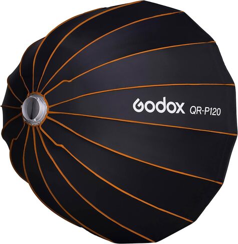 Godox Quick Release Parabolic Softbox 47.1", Bowens Mount, Silver Interior, Removable Diffusers, Directional Soft Light Modifier for Portrait, Fashion & Studio Photography (QRP120) in Saudi Arabia