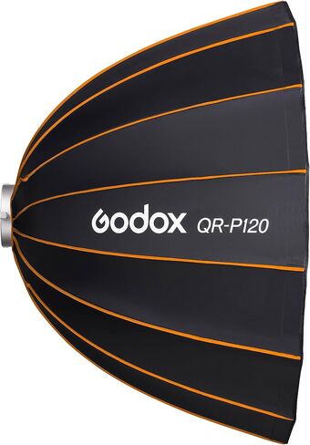 Godox Quick Release Parabolic Softbox 47.1", Bowens Mount, Silver Interior, Removable Diffusers, Directional Soft Light Modifier for Portrait, Fashion & Studio Photography (QRP120) in Saudi Arabia