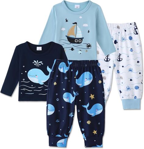 NZRVAWS Baby Boy Clothes Toddler Newborn Infant Outfit Long Sleeve Shirt Jogger Pants Clothing Set 0-4 Years in Kuwait