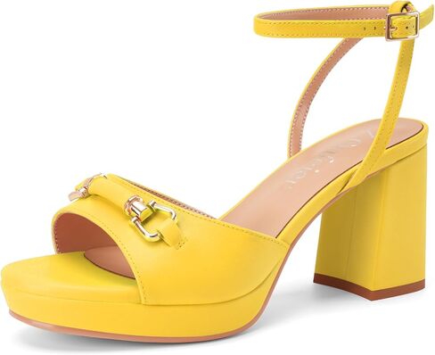 Z.Oufeier Women's Gold Platform Chunky High Heel Ankle Strap Sandals | Round Open Toe Blcok Slingback Heels Elegant Dress Summer Party Wedding Shoes 3.2 Inch in Saudi Arabia