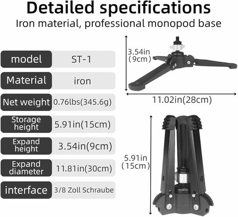 Monopods Tripod Base Accessory Foldable Storage Professional 3/8" Screw in Saudi Arabia