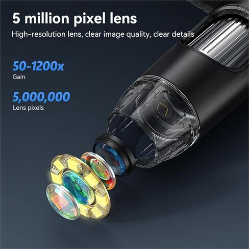 USB Microscope, Microscope, 7inch IPS Digital Coinscope 5MP 1200X Camera 1080P Videoscope 8 LED Light for Coin Circuit in Saudi Arabia