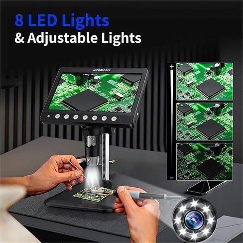 USB Microscope, Microscope, 7inch IPS Digital Coinscope 5MP 1200X Camera 1080P Videoscope 8 LED Light for Coin Circuit in Saudi Arabia