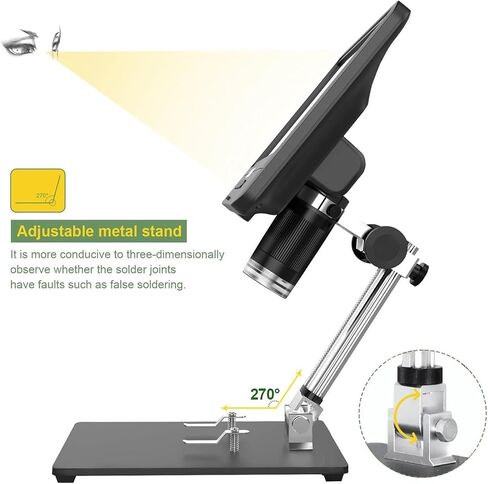 Microscope, Microscope 8.5inch LCD 5X-260X Digital Adjustable 1080P Range Welding Tool for Children Students Adults Beginner Learning and Experiment,for Homeschool Lab in Kuwait