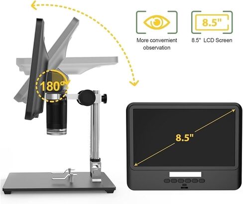 Microscope, Microscope 8.5inch LCD 5X-260X Digital Adjustable 1080P Range Welding Tool for Children Students Adults Beginner Learning and Experiment,for Homeschool Lab in Kuwait